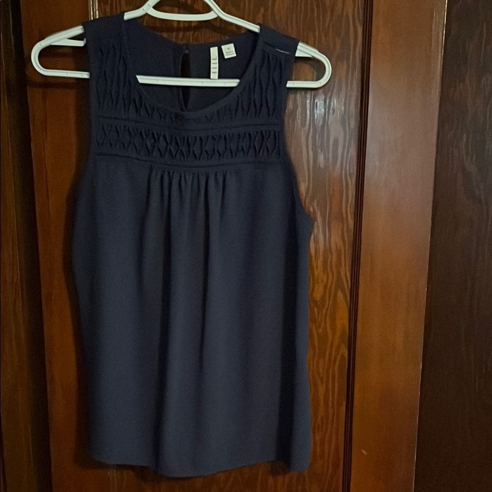 Elle Blue Smocked Tank Top